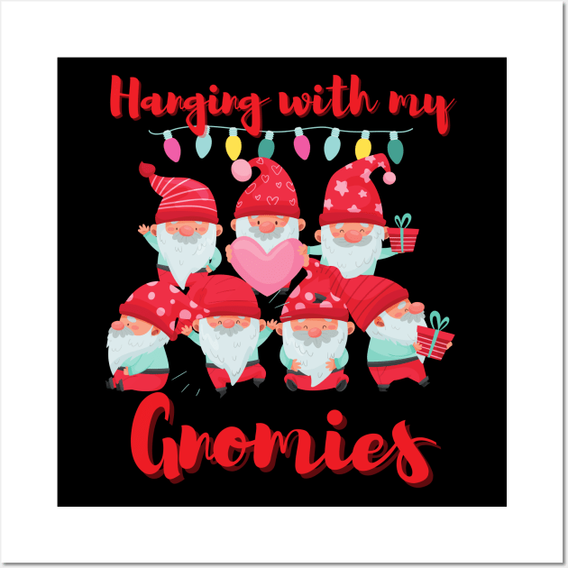 Merry Christmas,Funny gnomes christmas, Chillin with my gnomies Wall Art by Lekrock Shop